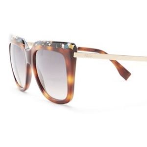 Fendi Havana thick plastic square sunglasses.